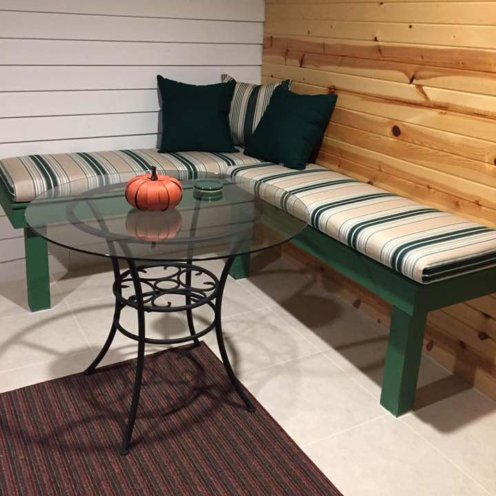 Sunbrella Forest / Beige / Natural / Sage Fancy 4932-0000 46-Inch Stripes Awning / Shade Fabric