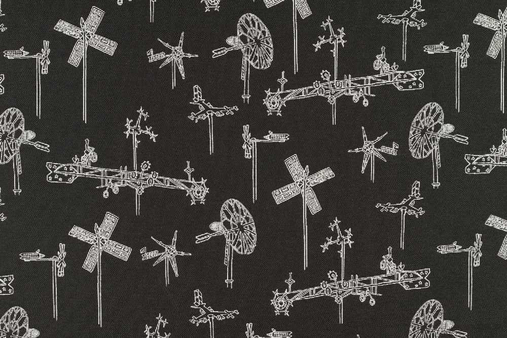 Sample of Sunbrella by Mayer Whirligig Onyx 431-006 Vollis Simpson Collection Upholstery Fabric Sample of Sunbrella by Mayer Whirligig Onyx 431-006 Vollis Simpson Collection Upholstery Fabric