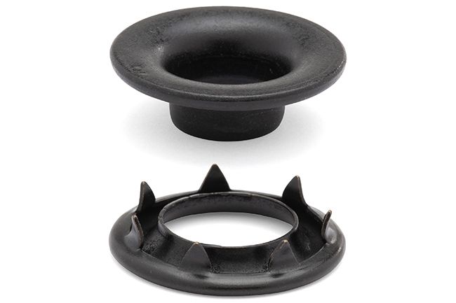 DOT Rolled Rim Grommet with Spur Washer #3 (20-007R301611XG) Government Black Brass 15/32 inch 1-gross