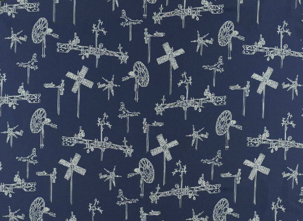 Sample of Sunbrella by Mayer Whirligig Navy 431-004 Vollis Simpson Collection Upholstery Fabric Sample of Sunbrella by Mayer Whirligig Navy 431-004 Vollis Simpson Collection Upholstery Fabric