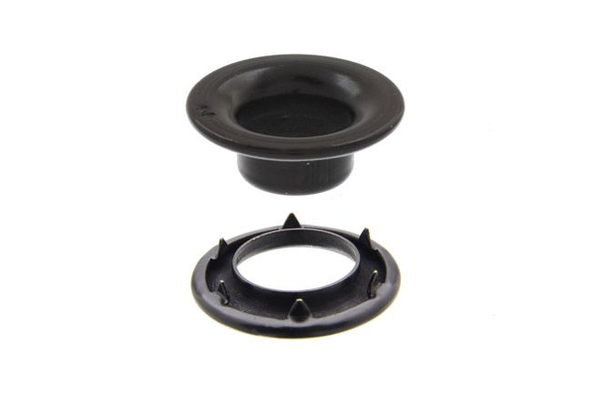 DOT Rolled Rim Grommet with Spur Washer #2 (20-007R201611XG) Government Black Brass 7/16 inch 1-gross DOT Rolled Rim Grommet with Spur Washer #2 (20-007R201611XG) Government Black Brass 7/16 inch 1-gross