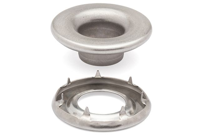 DOT Rolled Rim Grommet with Spur Washer #2 (20MNS77250001XG) Stainless Steel 3/8 inch 1-gross DOT Rolled Rim Grommet with Spur Washer #2 (20MNS77250001XG) Stainless Steel 3/8 inch 1-gross
