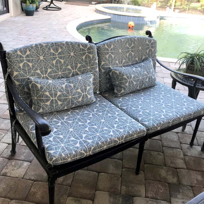 Outdura Palmetto Azure 1832 Modern Textures Collection - Reversible Upholstery Fabric Outdura Palmetto Azure 1832 Modern Textures Collection - Reversible Upholstery Fabric