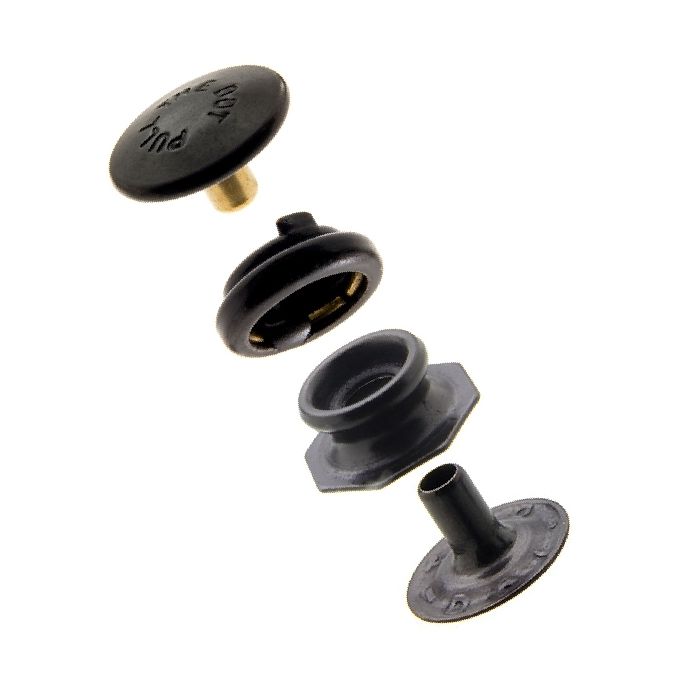 Pull-the-DOT Snap Fastener Set - Cloth-to-Cloth (Government Black Brass) 0.295 inch Post