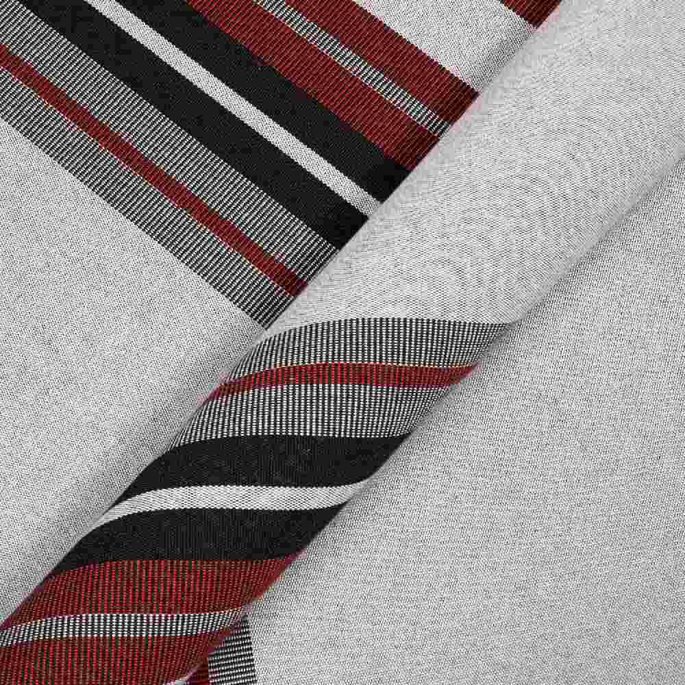 Sunbrella Burgundy / Black / White 4798-0000 46-Inch Stripes Awning / Shade Fabric