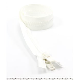 YKK Vislon #10 Separating Zipper AutoLok Double Pull Plastic Slider 30 inch White YKK Vislon #10 Separating Zipper AutoLok Double Pull Plastic Slider 30 inch White