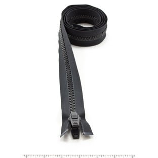 YKK Vislon #10 Separating Zipper AutoLok Double Pull Plastic Slider 48 inch Black YKK Vislon #10 Separating Zipper AutoLok Double Pull Plastic Slider 48 inch Black