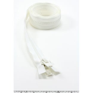 YKK Vislon #10 Separating Zipper AutoLok Double Pull Plastic Slider 48 inch White YKK Vislon #10 Separating Zipper AutoLok Double Pull Plastic Slider 48 inch White