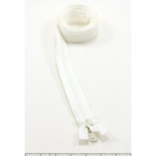 YKK Vislon #10 Separating Zipper AutoLok Double Pull Plastic Slider 54 inch White YKK Vislon #10 Separating Zipper AutoLok Double Pull Plastic Slider 54 inch White