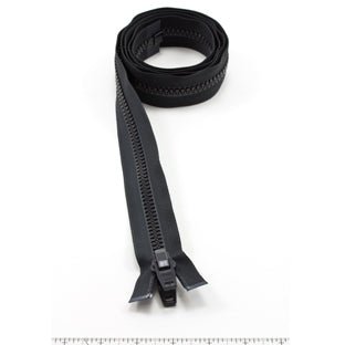 YKK Vislon #10 Separating Zipper AutoLok Double Pull Plastic Slider 60 inch Black YKK Vislon #10 Separating Zipper AutoLok Double Pull Plastic Slider 60 inch Black
