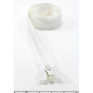 YKK Vislon #10 Separating Zipper AutoLok Double Pull Plastic Slider 60 inch White YKK Vislon #10 Separating Zipper AutoLok Double Pull Plastic Slider 60 inch White