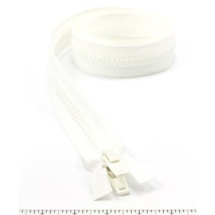 YKK Vislon #10 Separating Zipper AutoLok Double Pull Plastic Slider 66 inch White YKK Vislon #10 Separating Zipper AutoLok Double Pull Plastic Slider 66 inch White