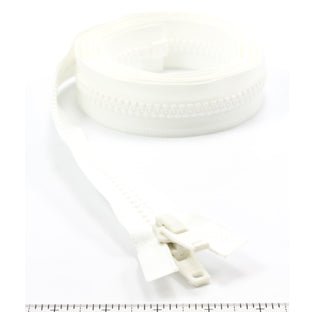 YKK Vislon #10 Separating Zipper AutoLok Double Pull Plastic Slider 78 inch White YKK Vislon #10 Separating Zipper AutoLok Double Pull Plastic Slider 78 inch White
