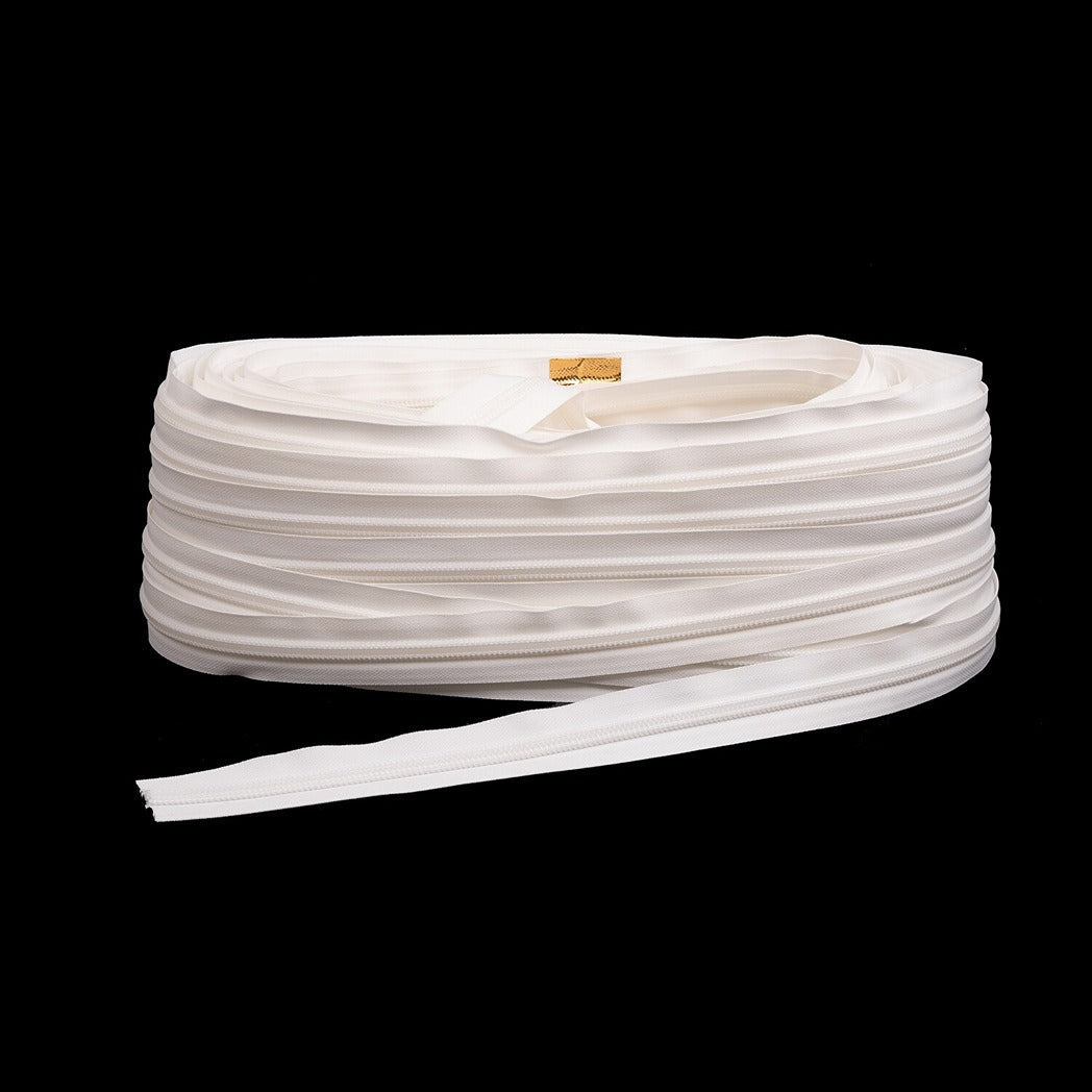YKK Ziplon Chain #10CF 3/4 inch Tape White - Full Rolls Only (109 yards) YKK Ziplon Chain #10CF 3/4 inch Tape White - Full Rolls Only (109 yards)