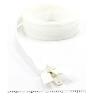 YKK Vislon #10 Separating Zipper AutoLok Double Pull Plastic Slider 78 inch White