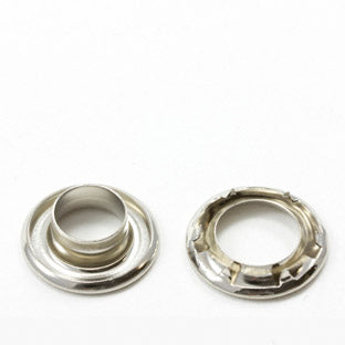 Self-Piercing Rolled Rim Grommet with Spur Washer #2 Nickel-Plated Brass 7/16" 250 pack