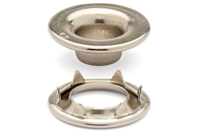 DOT Rolled Rim Grommet with Spur Washer #0 (20-007R051831XG) Nickel-Plated Brass 9/32 inch 1-gross