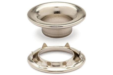 DOT Rolled Rim Grommet with Spur Washer #1 (20-007R151831XG) Nickel-Plated Brass 13/32 inch 1-gross