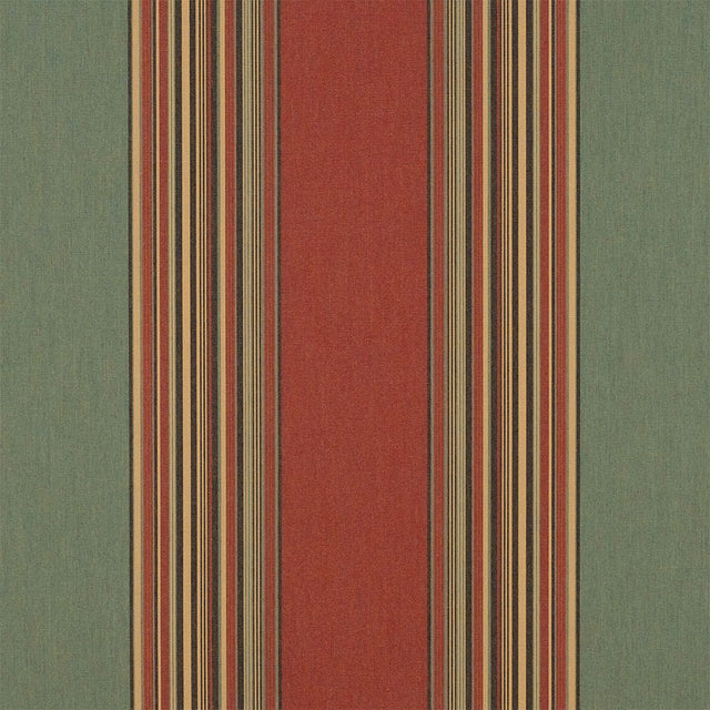 Sample of Sunbrella Vintage Henna / Fern 4969-0000 46-Inch Stripes Awning / Shade Fabric
