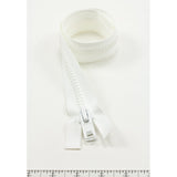 YKK Vislon #10 Separating Zipper AutoLok Short Double Pull Metal Slider 18 inch White