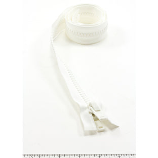 YKK Vislon #10 Separating Zipper AutoLok Double Pull Plastic Slider 36 inch White