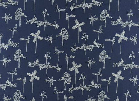 Sample of Sunbrella by Mayer Whirligig Navy 431-004 Vollis Simpson Collection Upholstery Fabric