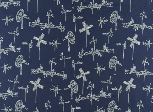 Sample of Sunbrella by Mayer Whirligig Navy 431-004 Vollis Simpson Collection Upholstery Fabric