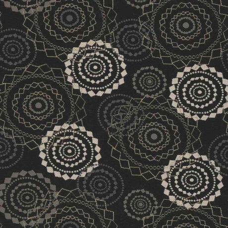 Sample of Sunbrella by Mayer Mandala Onyx 418-006 Imagine Collection Upholstery Fabric