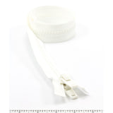 YKK Vislon #10 Separating Zipper AutoLok Double Pull Plastic Slider 30 inch White