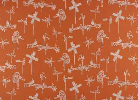 Sample of Sunbrella by Mayer Whirligig Tangerine 431-009 Vollis Simpson Collection Upholstery Fabric