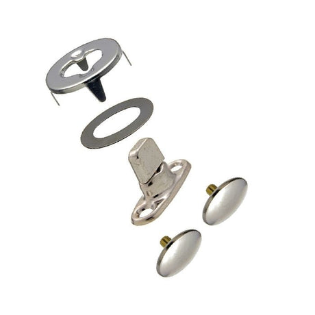 Common Sense Turn Button Fastener Set - Cloth-to-Cloth (Nickel-Plated Brass) 0.68 inch Turn Button
