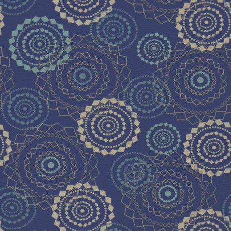 Sample of Sunbrella by Mayer Mandala Lapis 418-004 Imagine Collection Upholstery Fabric