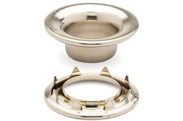 DOT Rolled Rim Grommet with Spur Washer #4 (20-007R451831XG) Nickel-Plated Brass 9/16 inch 1-gross
