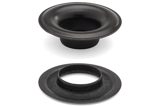DOT Sheet Metal Grommet with Neck Washer #0 (20 - 007N001611XG) Government Black Brass 1/4 inch 1 - gross - Outdoor Textiles