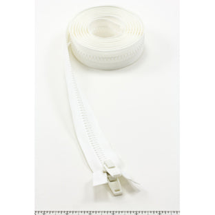 YKK Vislon #10 Separating Zipper AutoLok Double Pull Plastic Slider 96 inch White