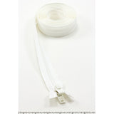 YKK Vislon #10 Separating Zipper AutoLok Double Pull Plastic Slider 96 inch White