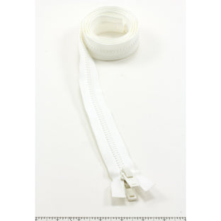 YKK Vislon #10 Separating Zipper AutoLok Double Pull Plastic Slider 54 inch White