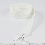 YKK Vislon #10 Separating Zipper AutoLok Short Single Pull Metal Slider 36 inch White