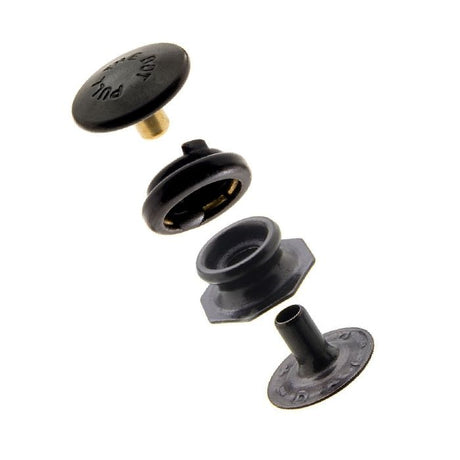 Pull-the-DOT Snap Fastener Set - Cloth-to-Cloth (Government Black Brass) 0.295 inch Post