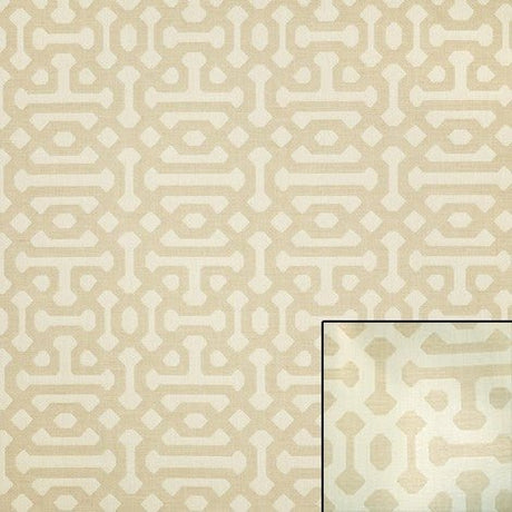 Sample of Sunbrella Fretwork Flax 45991-0001 Elements Collection - Reversible Upholstery Fabric (Dark Side)