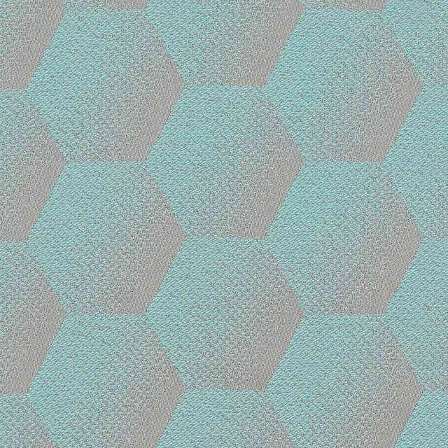 Sample of Sunbrella Hexagon Agua HEX J205 140 European Collection Upholstery Fabric