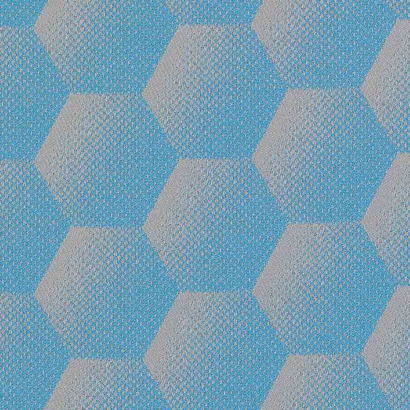 Sample of Sunbrella Hexagon Azure HEX J204 140 European Collection Upholstery Fabric