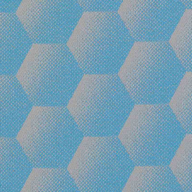 Sample of Sunbrella Hexagon Azure HEX J204 140 European Collection Upholstery Fabric