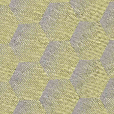 Sample of Sunbrella Hexagon Lemon HEX J207 140 European Collection Upholstery Fabric