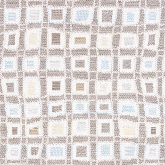 Sample of Sunbrella Mosaic Squares Mineral 145470 - 0002 Upholstery Fabric - Outdoor Textiles