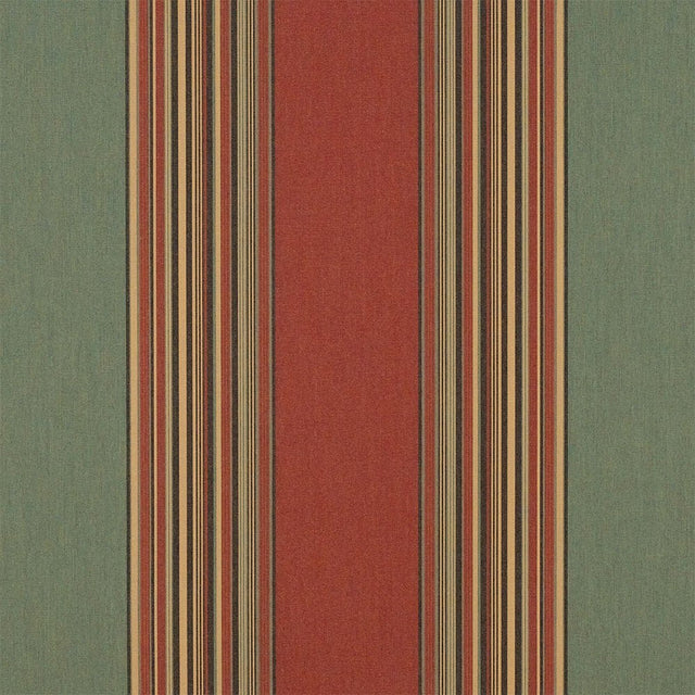 Sample of Sunbrella Vintage Henna / Fern 4969-0000 46-Inch Stripes Awning / Shade Fabric