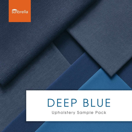 Sunbrella navy blue and denim upholstery sample pack for automotive and outdoor upholstery