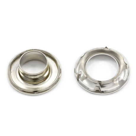 Self-Piercing Rolled Rim Grommet with Spur Washer #1 Nickel-Plated Brass 3/8" 250 pack
