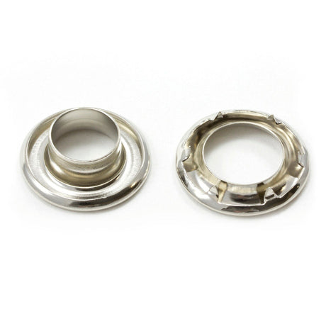 Self-Piercing Rolled Rim Grommet with Spur Washer #2 Nickel-Plated Brass 7/16" 250 pack