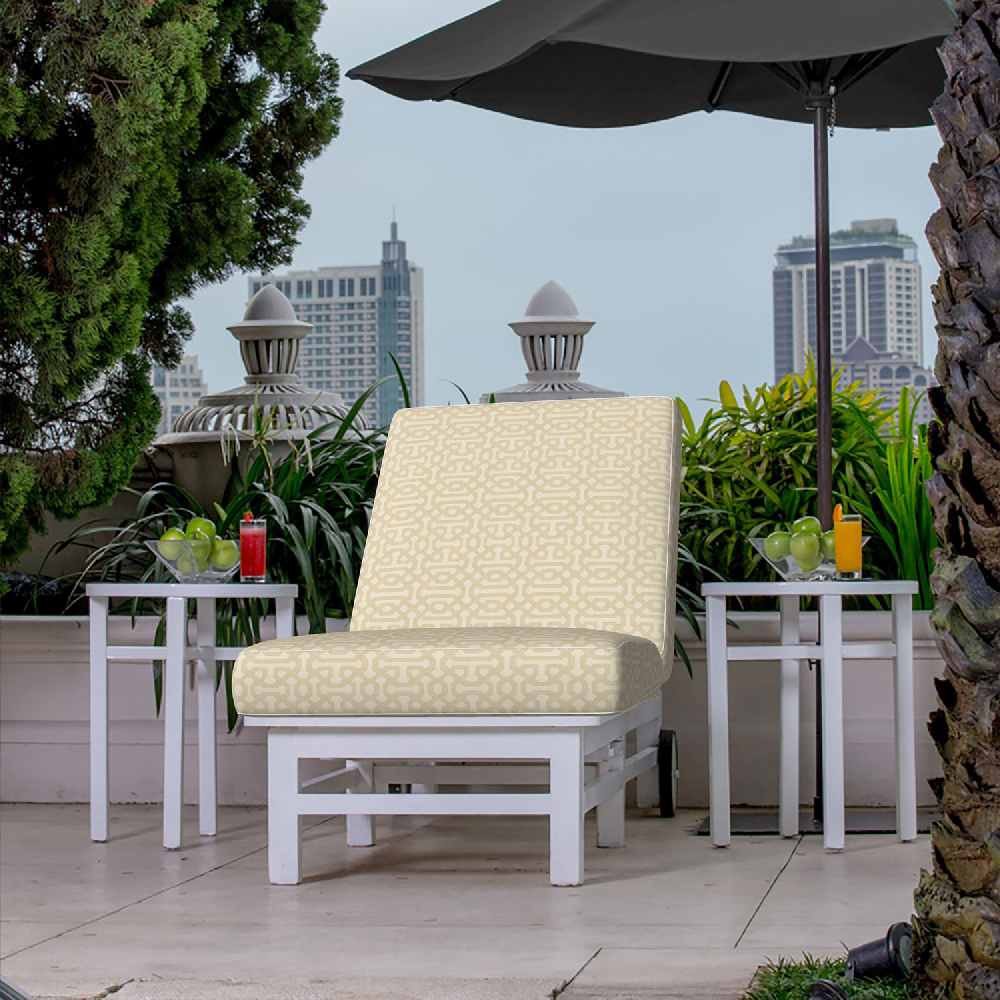 Sunbrella Fretwork Flax 45991-0001 Elements Collection - Reversible Upholstery Fabric (Dark Side)